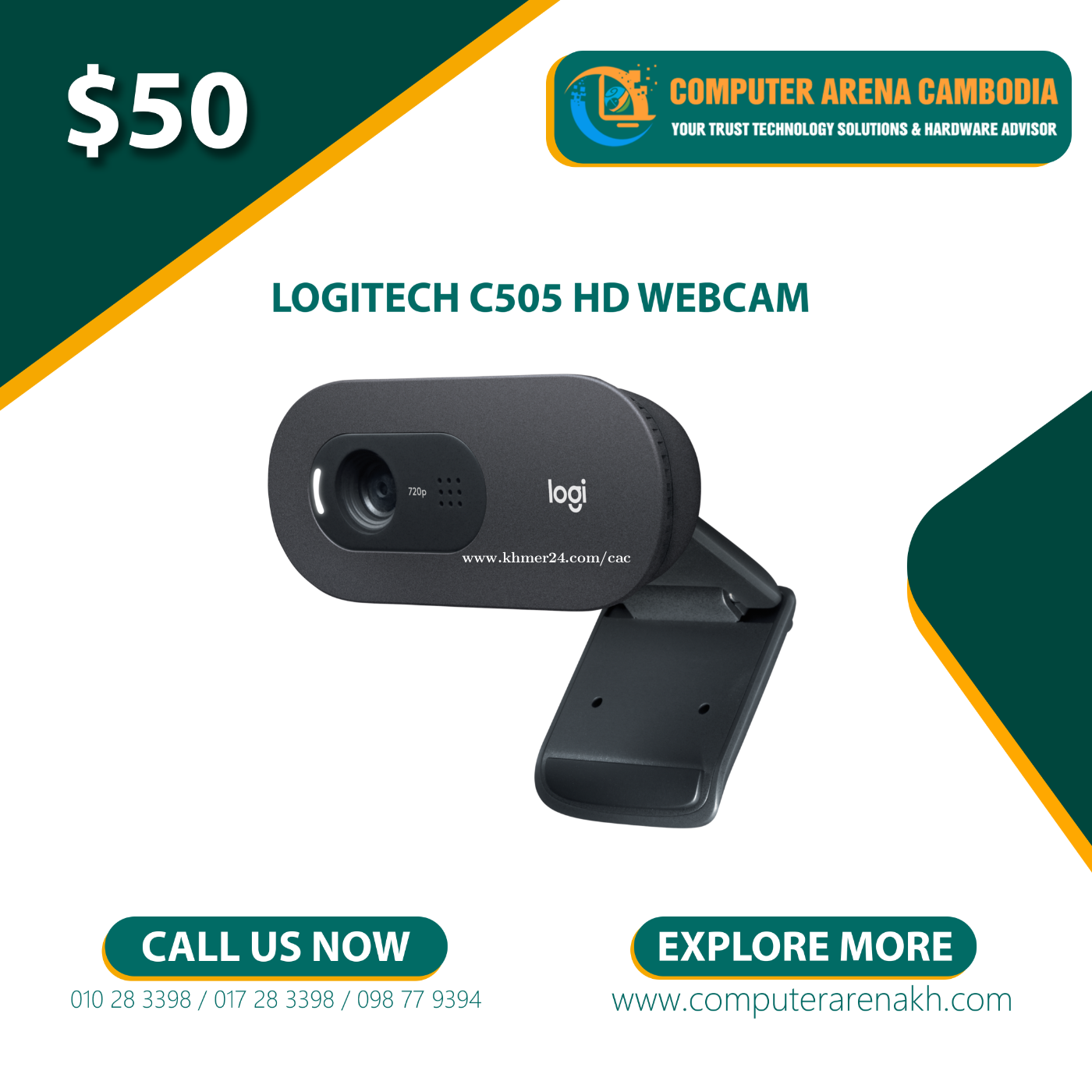 Logitech C505 HD Webcam with Long Range Microphone Price 50.00 in