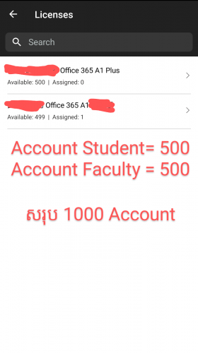 Admin Account for Office 365A1+ សម្រាប់ 1K license