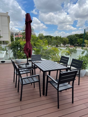 Stainless steel & Polywood chair, table