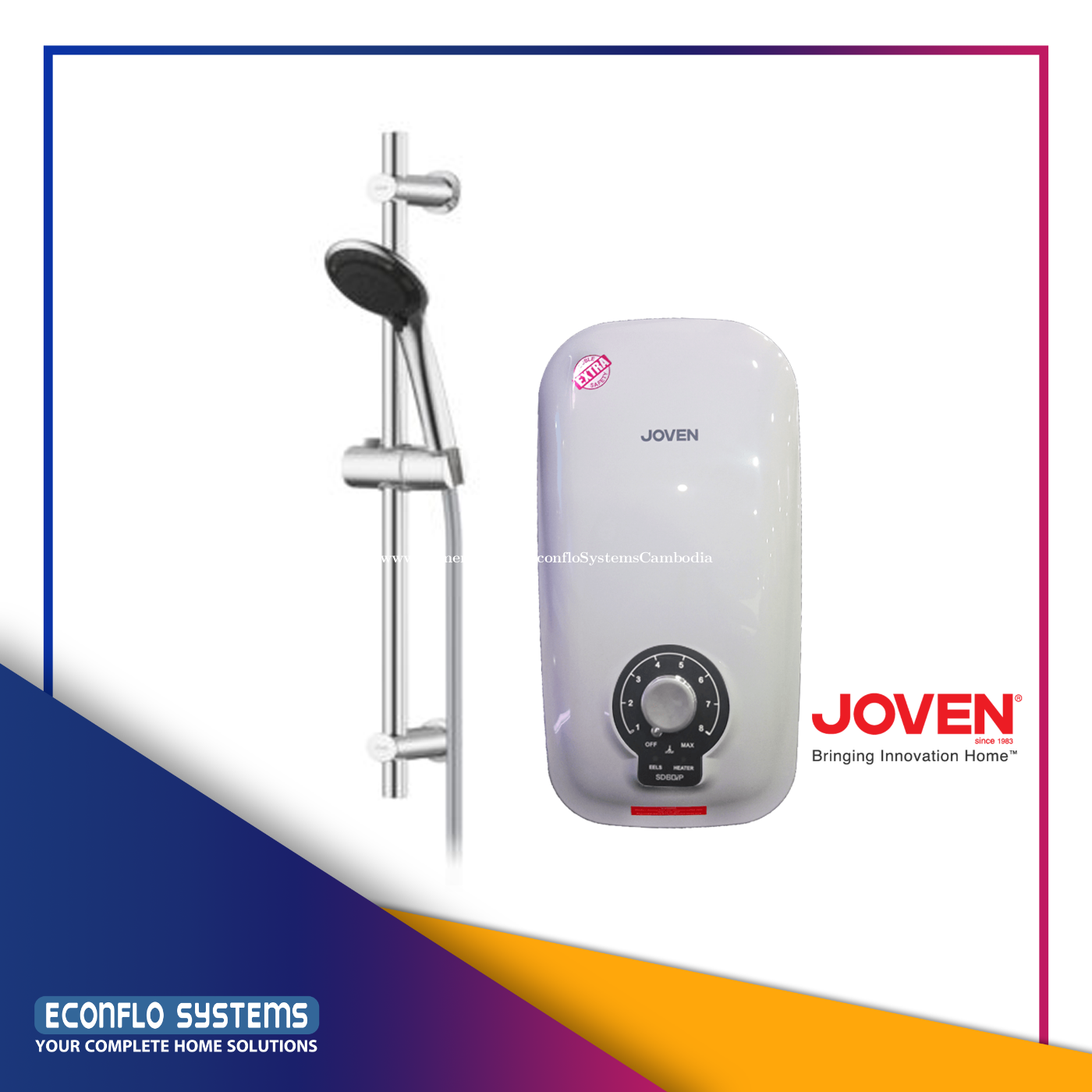 JOVEN Sleek Instant Hot Shower SD60 Price $80.00 in Phnom Penh Thmei,  Cambodia - Econflo Systems Cambodia Store | Khmer24.com