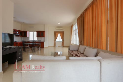 Tuol Kork area| 3 bedrooms penthouse apartment for rent| Pool & Gym
