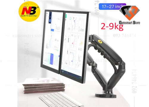 NB F160 Dual Monitor Support Holder Mount For 17 to 27 Inch Flat Screen 360 Degree