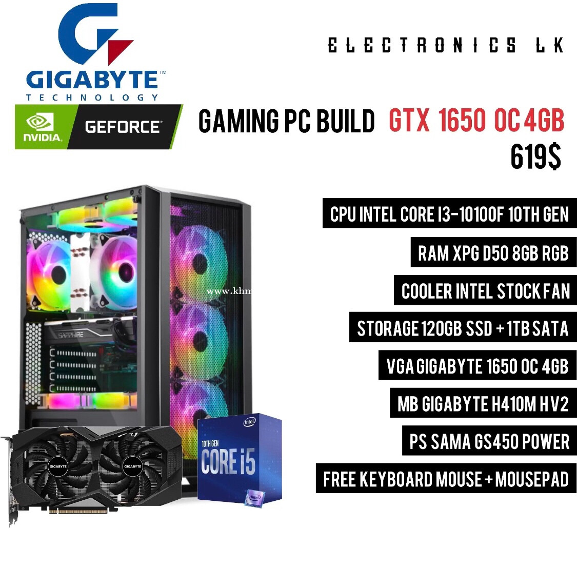 Desktop Gaming Design I3-10100F 10TH in Phnom Penh, Cambodia on Khmer24.com