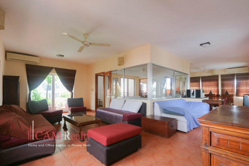 Tonle Bassac area| French colonial style duplex 3 bedrooms apartment for rent| Swimming Pool