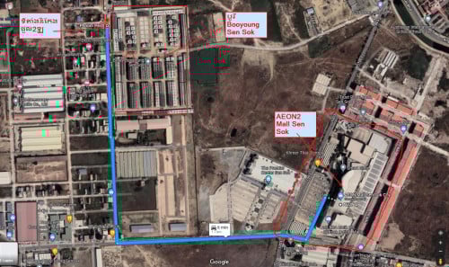 ដីកែង2ឡូសំរាប់ជួលនៅជិតផ្សារ GLOBAL HOUSE និងផ្សារ AEON2 ទល់មុខបុរី BOOYOUNG SENSOK