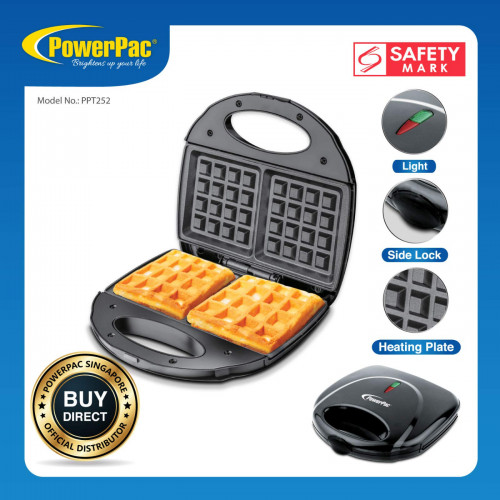 POWERPAC PPT252 2 SLICE WAFFLE MAKER PLATE, 750W