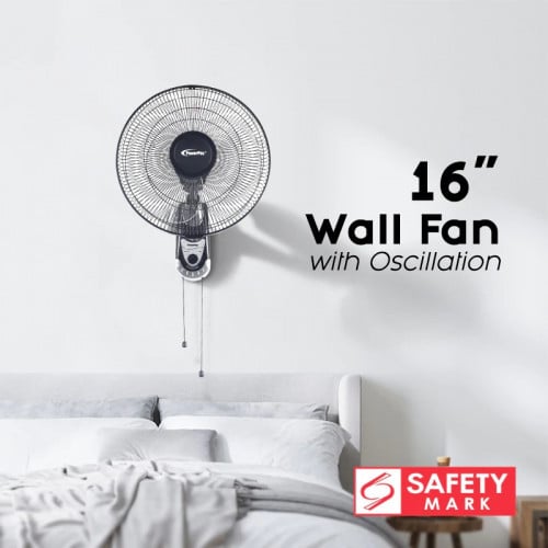 WALL FAN 2 PULL 16 INCH With 3 Speed Setting and oscillation