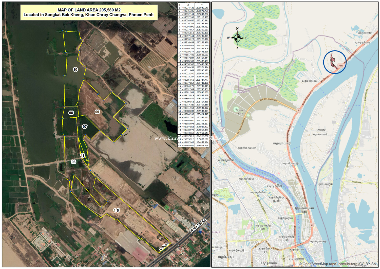 Land for sale, National Road 6A in Bak Khaeng, Chrouy Changva, Phnom