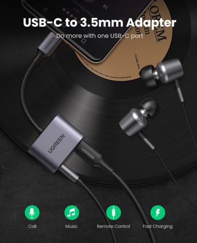 UGREEN USB-C to 3.5mm Audio Adapter with PD 60164