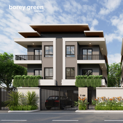 វីឡាភ្លោះ សម្រាប់លក់ – បុរីហ្គ្រីន កំពត [Twin Villa for Sale – Borey Green Kampot] 
