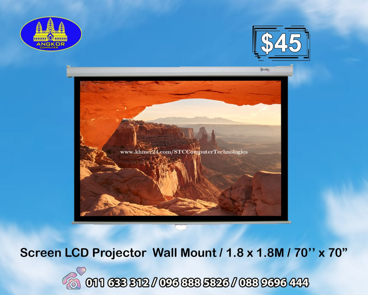 LCD Projector Screen 45 Price 45 in Phnom Penh, Cambodia Angkor Computer Sok tim