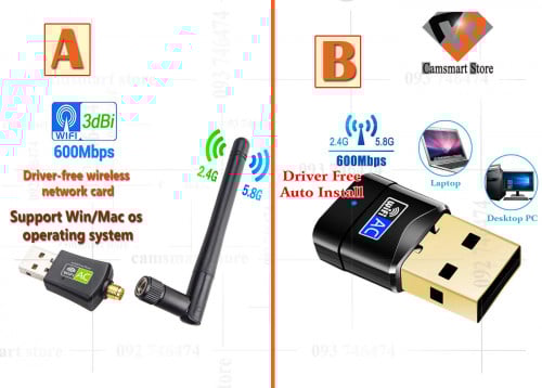 USB Wifi Adapter 5.8GHz+2.4GHz Wi-fi Receiver High Speed 600Mbps