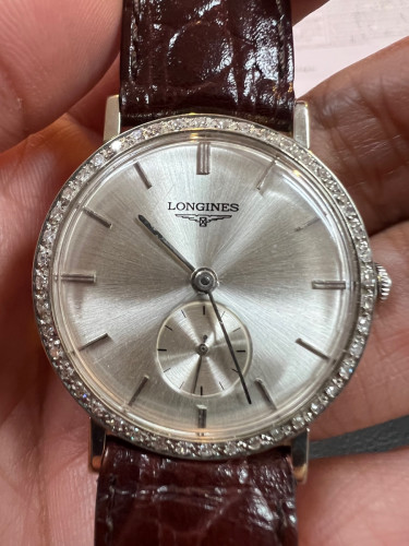 Longines Vintage Year1952 18K White Gold Diamond Bezel Manual Movement