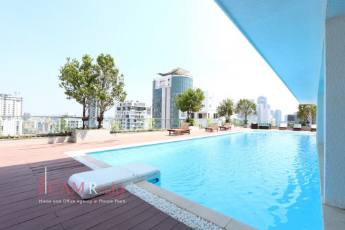 BKK1 area| 2 bedrooms serviced apartment for rent in Phnom Penh| Swimming pool & Gym