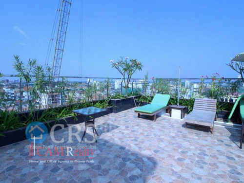 BKK1 area| Spacious 2 bedrooms serviced apartment for rent in Phnom Penh | Rooftop pool & Gym