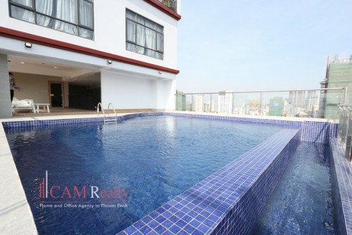 BKK2 Area| Modern style 3 bedroom serviced apartment for rent (pool, gym, steam & sauna)