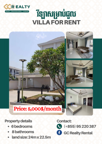 Beautiful and spacious 6 bedrooms VILLA for rent closed to ISPP international school