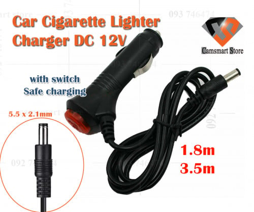 12V Car Cigarette Lighter Charger DC 12V 5.5 x 2.1mm Plug Adapter Cable 