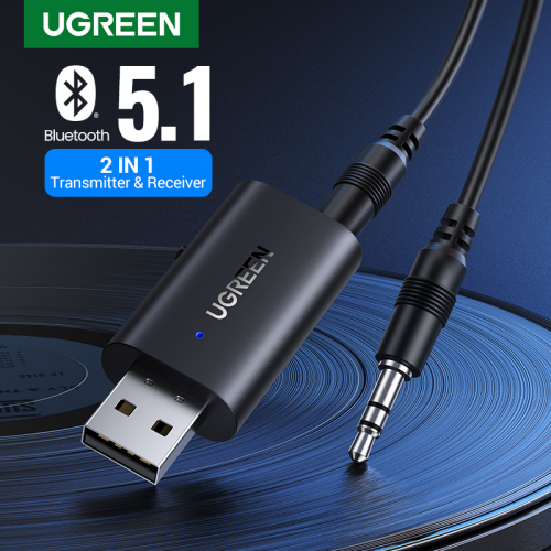 UGREEN 2 in 1 USB Bluetooth5.1 Receiver Transmitter 60300 Dongle with Audio Cable