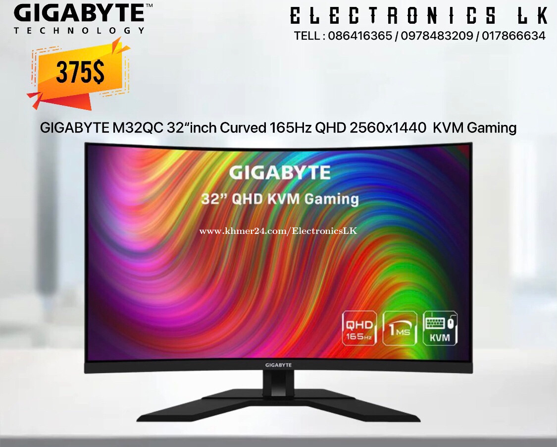 GIGABYTE 32 165Hz 2K Curved Gaming Monitor 1ms FreeSync Premium (AMD  Adaptive Sync) QHD 2560 x 1440, OC 170Hz, HDMI, DisplayPort, USB, Audio  M32QC (31.5 Viewable) 