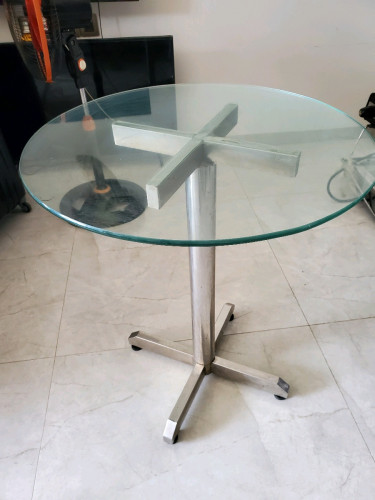Paris Design Studio Design Glass Table. Glass table with stainless stand very strong