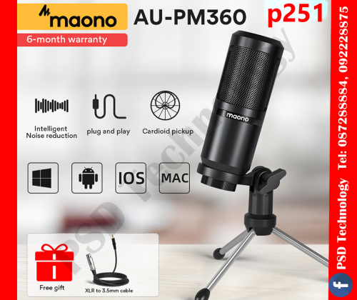 MAONO AU-PM360TR Condenser Microphone Recording PC Mic for Online Teaching Meeting Livestreaming