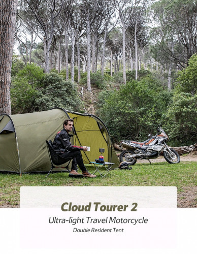 Naturehike Cloud Tourer 2 Ultralight Travel Motorcycle Outdoor Tent (Color LIGHT GREY)