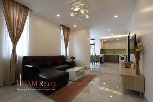 Wat Phnom area| 2 bedrooms serviced apartment for rent| Swimming pool, gym, steam and sauna
