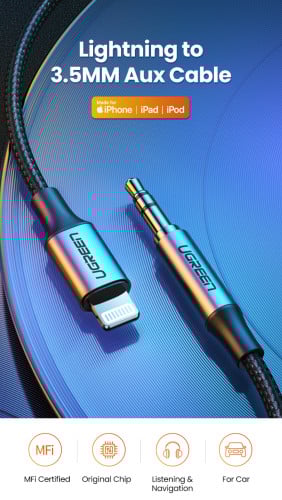 UGREEN Lightning to 3.5mm Aux Cable 1m 70509