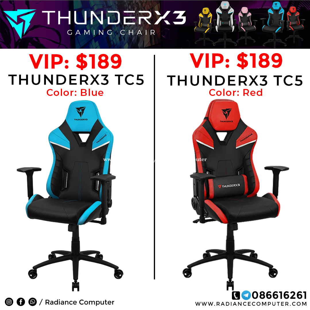 THUNDERX3 GAMING CHAIR TC5 / Blue / Red in Phnom Penh, Cambodia on