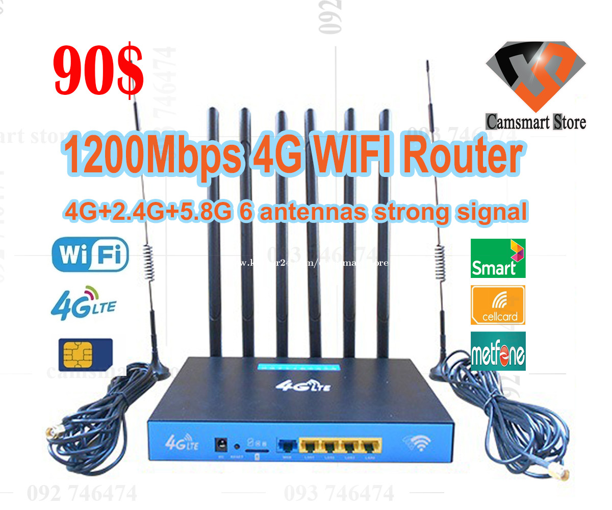 1200Mbps 4G LTE WiFi Router users With Sim Card Slot price $90.00 in Phnom  Penh, Cambodia - camsmart store