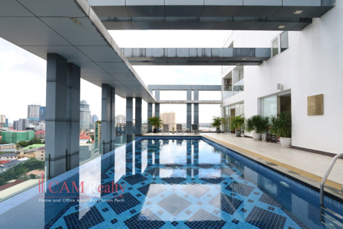 프놈펜 아파트 렌트 BKK1 area | 1 bedrooms serviced apartment for rent| Pool, gym, steam & saua