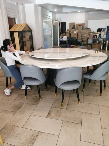 Huge 2.2m pure marble dining table with 10x designer chairs
