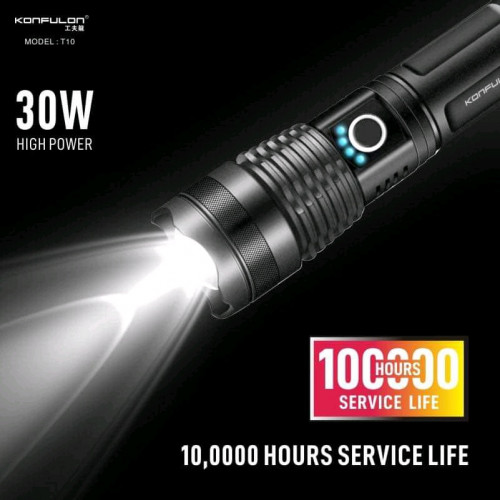Flashlight konfulon T10 ទំហំ​ថ្ម 2200mAh ពិល​ភ្លឺបាន​ឆ្ងាយ អាច​ពង្រីក​ពង្រួម​បាន 💥​Outdoor Life Waterproof