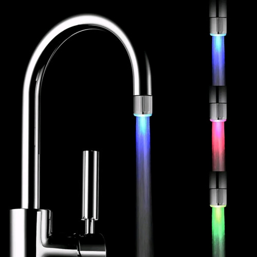 LED Temperature Sensitive 3-Color Light-up Faucet Kitchen Bathroom Glow Water Saving Faucet Aerator Tap Nozzle Shower