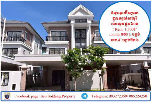 * Twin Villa for rent at Borey Peng Huoth Diamond,street 60m