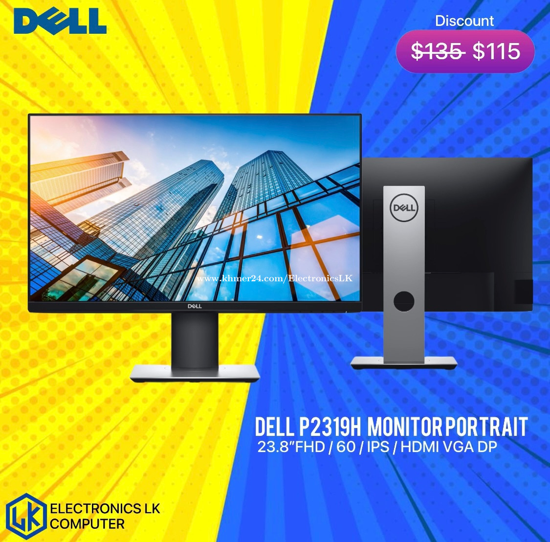 Dell P2319H 23.8 169 Ultrathin Bezel IPS Monitor in Phnom Penh