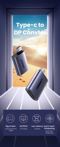 UGREEN 70451 USB-C to DP Adapter 4K/2K 60Hz (Dark Gray)