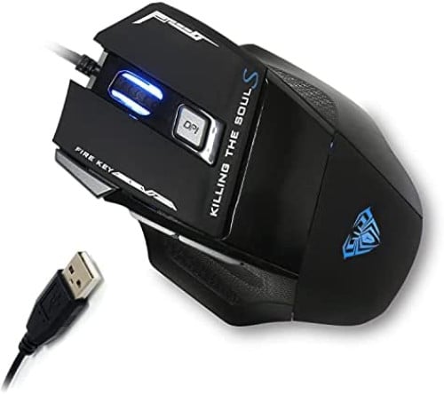 AULA S12 Gaming Mouse up to 4800 DPI with 7 Customized Marco Keys Breath Lighting