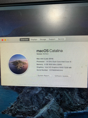 Mac mini late 2014 Ci5 1.4GHz ram 4gb hdd 500gb