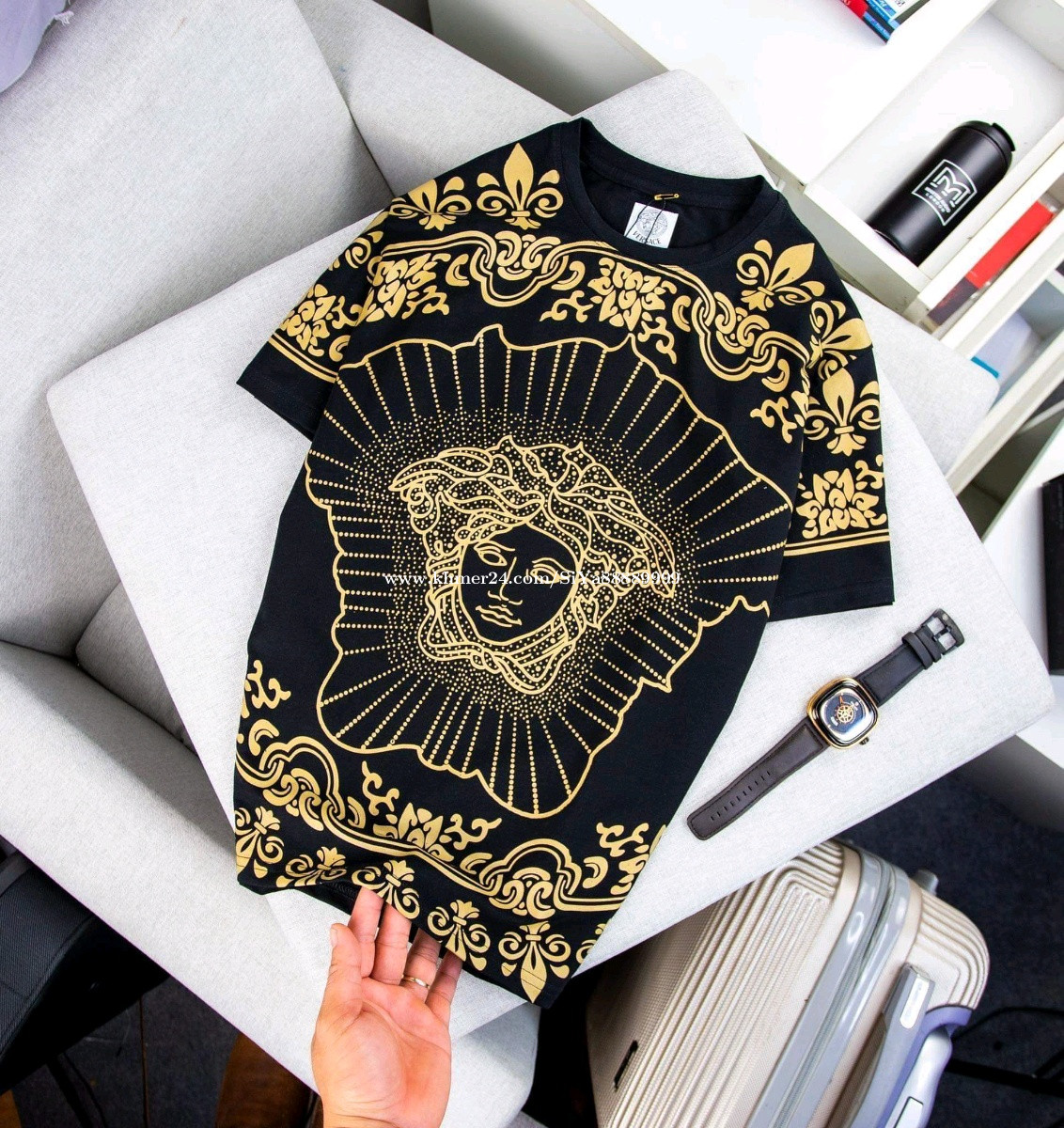 អាវយឺតដៃខ្លីប្រេន Versace Size M L XL XXL អីវ៉ាន់ថៃ សាច់ស្អាតដូចក្នុងរូបម៉េចអញ្ចឹង in Phnom Penh