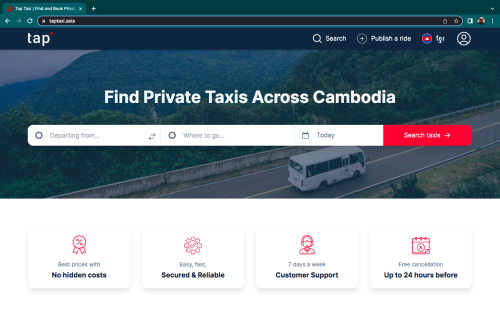 ស្វែងរកតាក់ស៊ីឈ្នួលនៅក្នុងប្រទេសកម្ពុជា / Find Private Taxis Across Cambodia