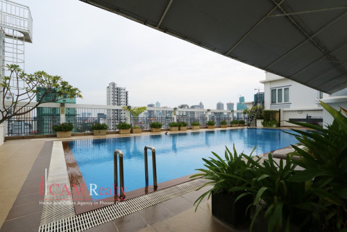 Tonle Bassac area| Spacious 1 bedroom serviced apartments for rent| Swimming pool, gym and sauna