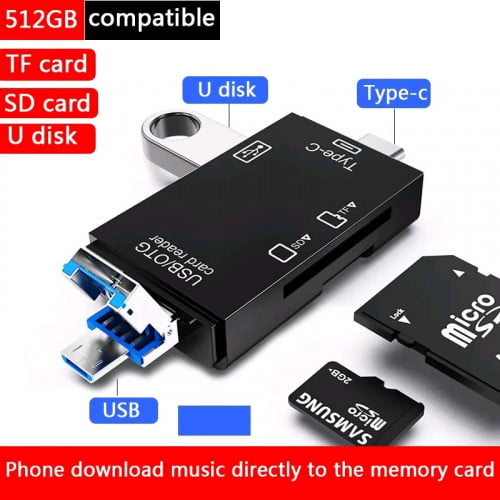 Super SD Card Reader USB C Card Reader 6 In 1 USB 2.0 TF/Mirco SD Smart ...