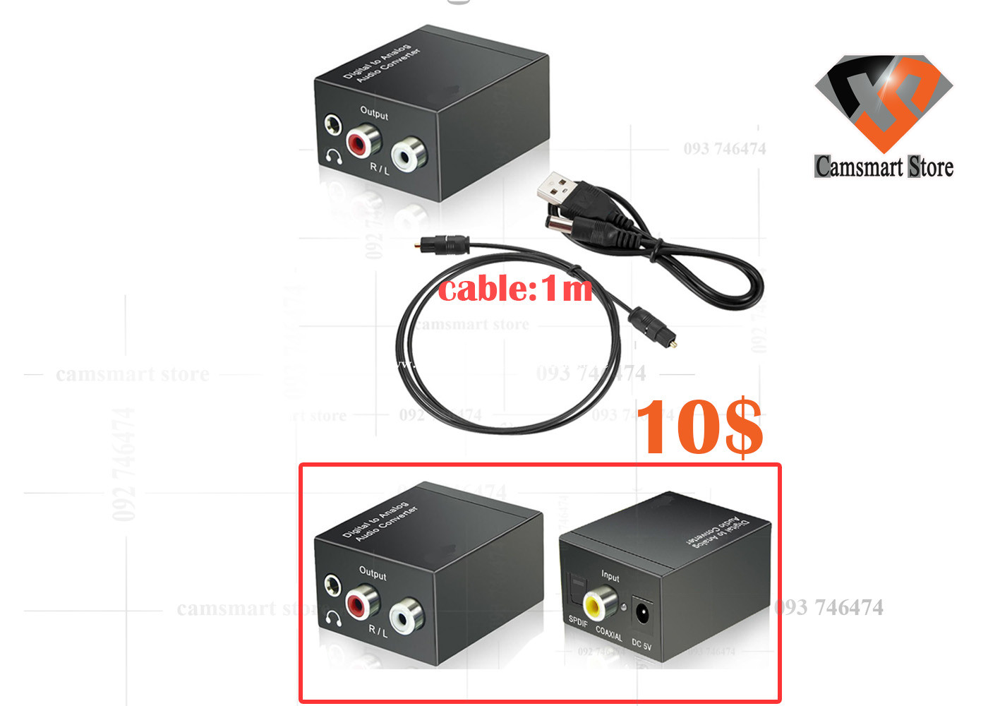 CONVERTITORE AUDIO DA DIGITALE AD ANALOGICO DA COASSIALE O OTTICO A RCA L/R