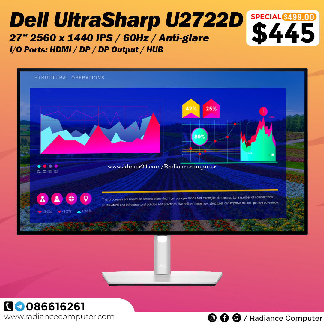 Dell UltraSharp U2722D - Professional Design Monitor price $445 in Phnom  Penh, Cambodia 