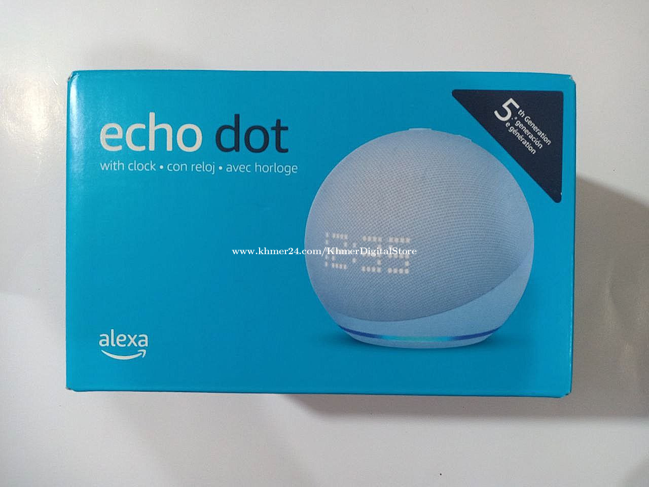 Echo Dot with Clock (5th Generation, Cloud Blue)