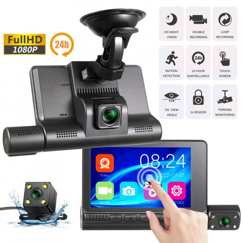 Touch Screen Car Video Recorder 4 In Dash Cam Blcak Box IPS 1080P HD