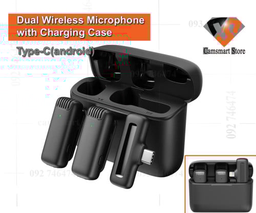 Dual Wireless Microphone Bluetooth Lavalier Mic for Mobile Noise Reduction Voice Recording