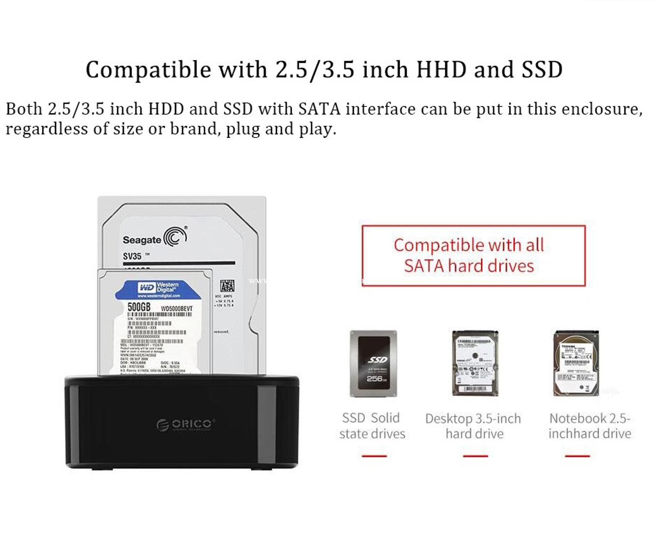 ORICO 6228US3C 2.5 3.5 inch USB 3.0 High Speed HDD SSD Hard Drive